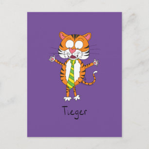 Carte Postale Tigre drôle dans une Cravate caricature pour enfan