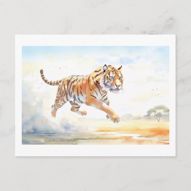 Carte Postale Tigre en action 3 (Devant)