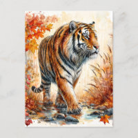 Tigre En Aquarelle D'Automne