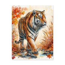 Tigre En Aquarelle D'Automne
