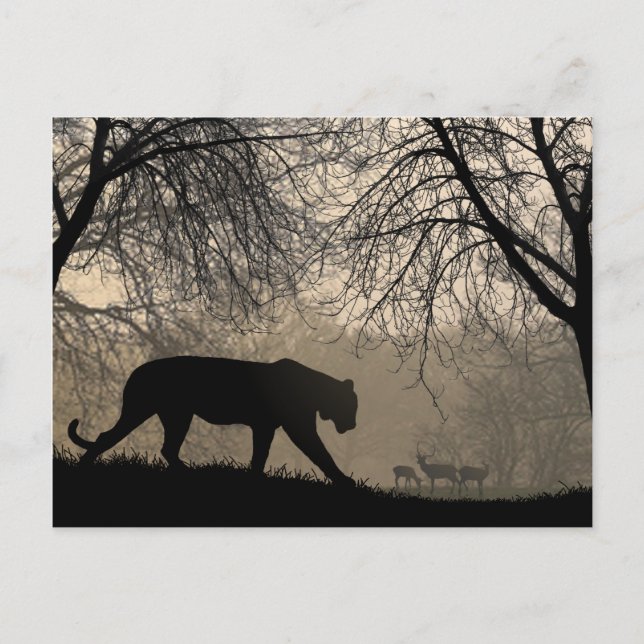 Carte Postale Tigre et cerf (Devant)