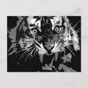 Carte Postale Tigre noir et blanc