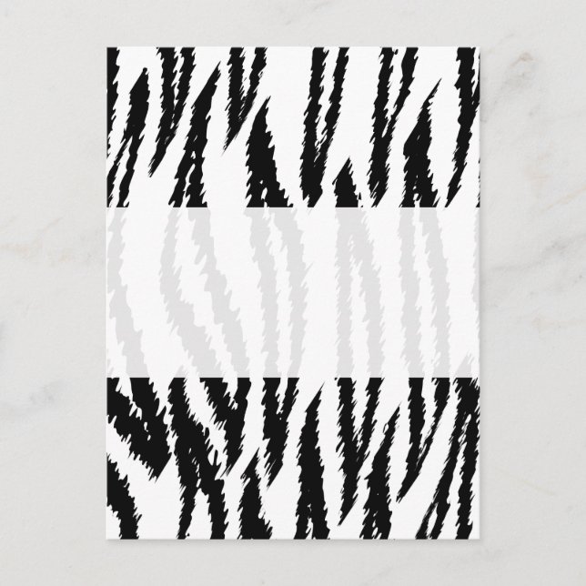 Carte Postale Tigre noir et blanc. Motif de tigre. (Devant)