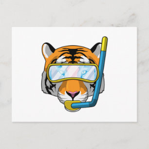 Carte Postale Tigre plongeur avec tuba