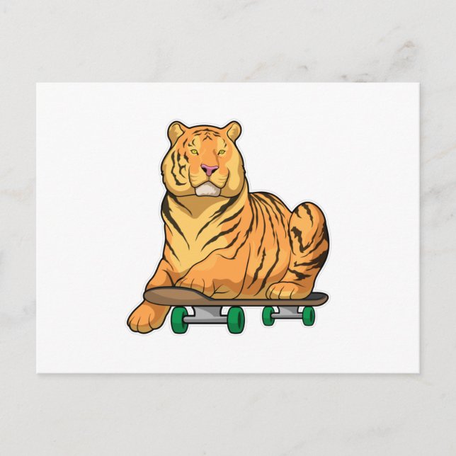 Carte Postale Tigre Skateur Skateboard (Devant)
