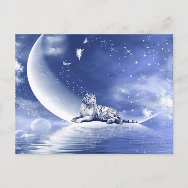 Carte Postale Tigre sur la lune (Devant)