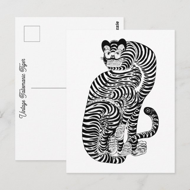 Carte Postale tigre talismanique vintage (Devant / Derrière)