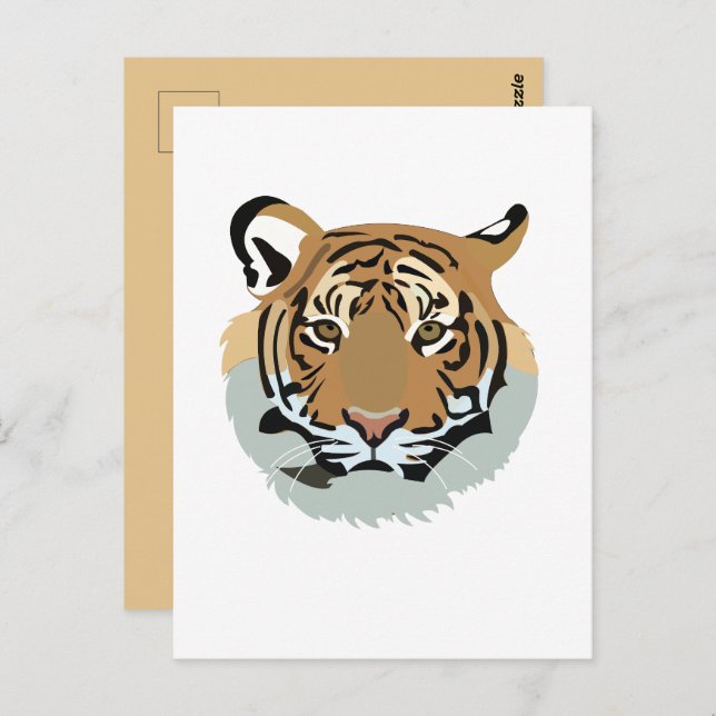 Carte Postale Tigre tête visage animal sauvage tigre (Devant / Derrière)