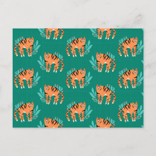 Carte Postale Tigres avec fleurs