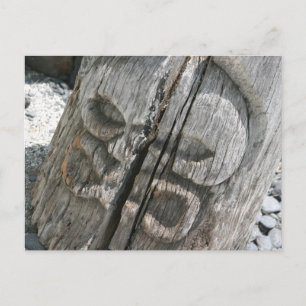 Carte Postale Tiki en bois hawaïen