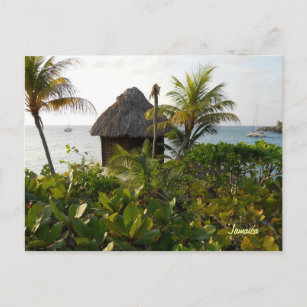 Carte Postale Tiki Hut et palmiers by the Sea Negril Jamaïque