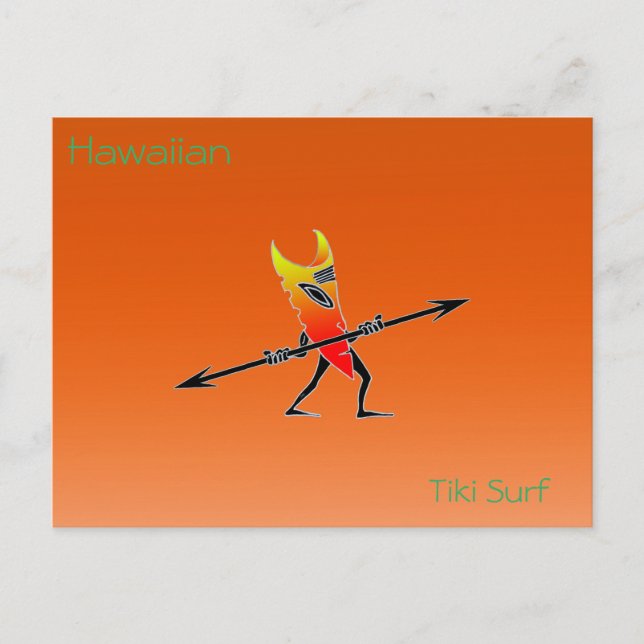 Carte Postale Tiki Surfer Red and Yellow (Devant)