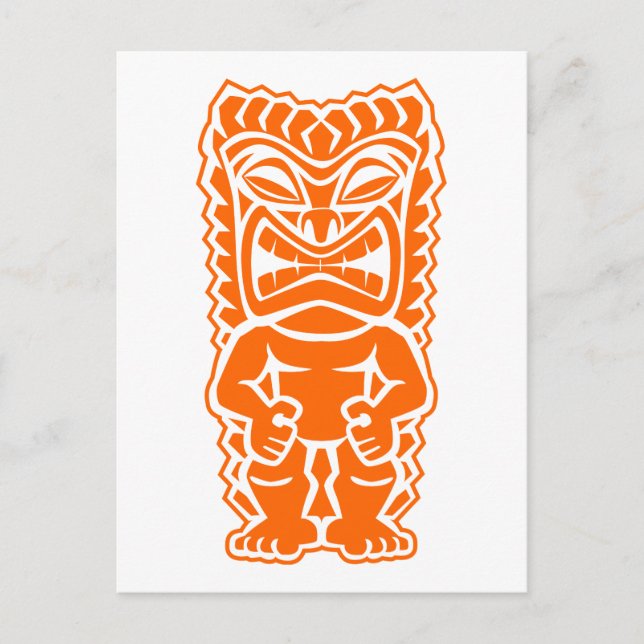 Carte Postale tiki totem guerrier orange (Devant)
