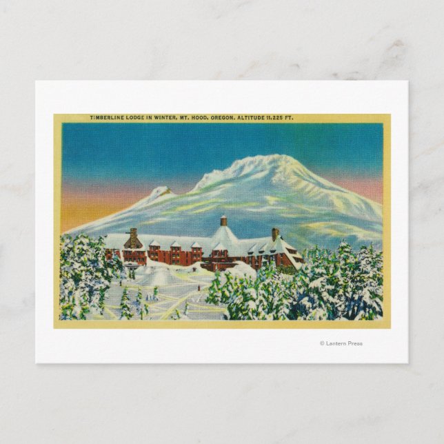 Carte Postale Timberline Lodge en hiver à Mt Hood (Devant)