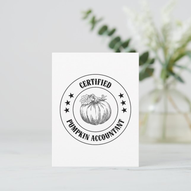 Carte Postale Timbre comptable Citrouille certifié (Debout devant)