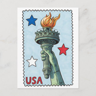 Carte Postale Timbre d'art du flambeau de la statue de la Libert