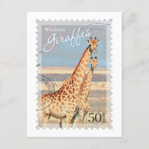 Carte postale Timbre de la Giraffe vintage