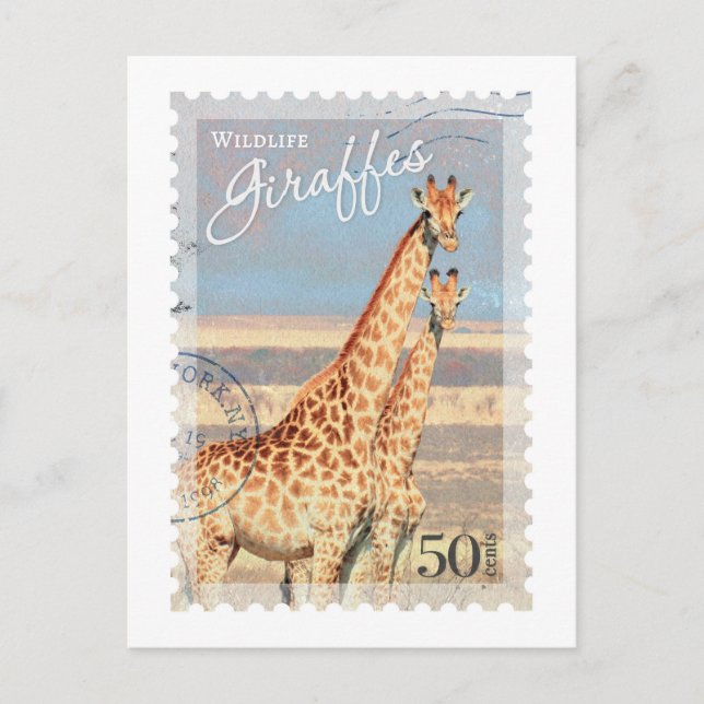 Carte postale Timbre de la Giraffe vintage (Devant)