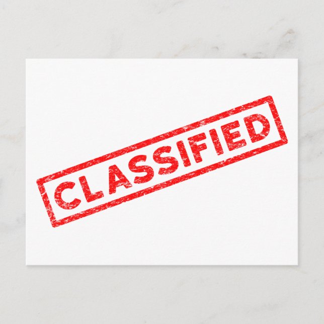 Carte Postale Timbre en caoutchouc rouge classifié (Devant)
