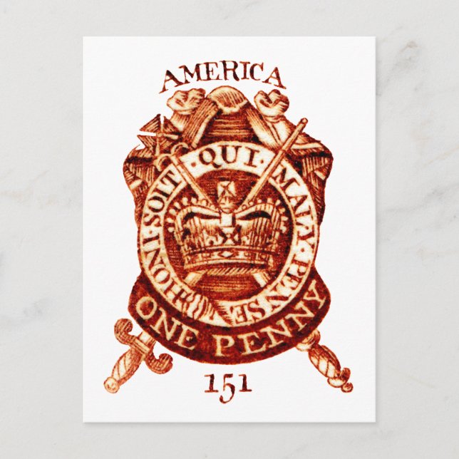 Carte Postale Timbre fiscal américain 1765 (Devant)