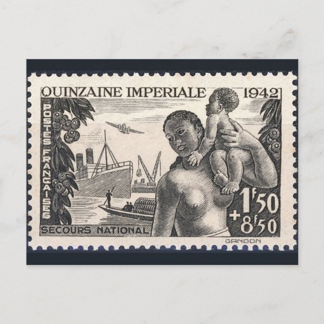 Carte postale Timbre gravé vintage (Devant)