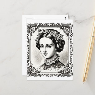 Carte Postale Timbre Portrait vintage Lady 4