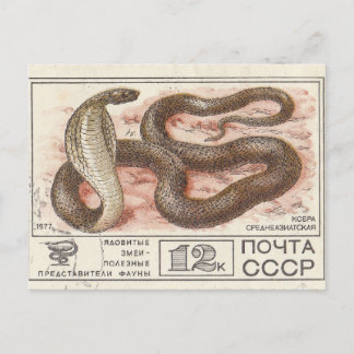 Carte Postale Timbre postal soviétique cobra d'asie centrale
