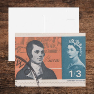 Carte Postale Timbre-poste Robert Burns de 1966   Littéraire Ant