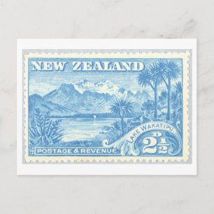 Carte Postale Timbre-poste vintage du lac Wakatipu Nouvelle-Zéla