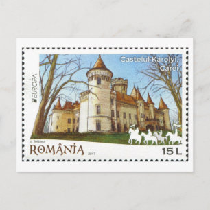 Carte Postale Timbre vintage du château Károlyi de Roumanie