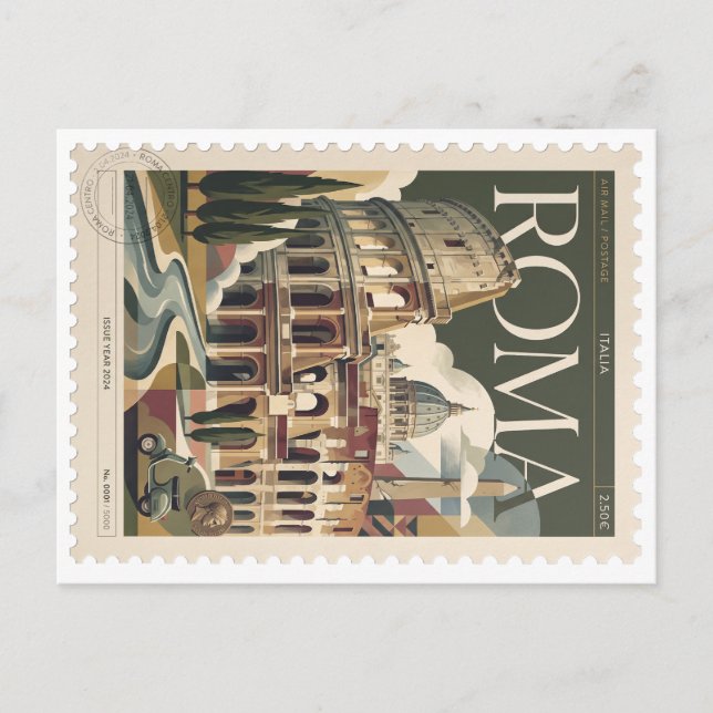 Carte Postale Timbre Vintage Roma Classica (Devant)