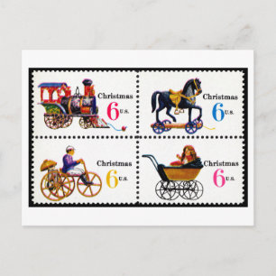 Carte Postale Timbres de Noël vintage USA
