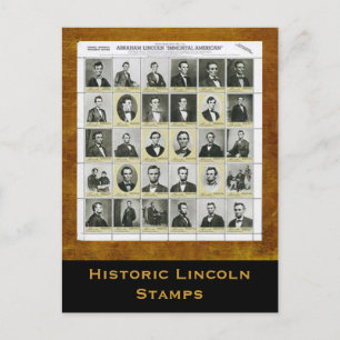 Carte Postale Timbres Lincoln historiques Art Imprimer