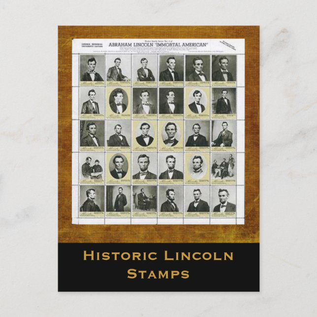Carte Postale Timbres Lincoln historiques Art Imprimer (Devant)