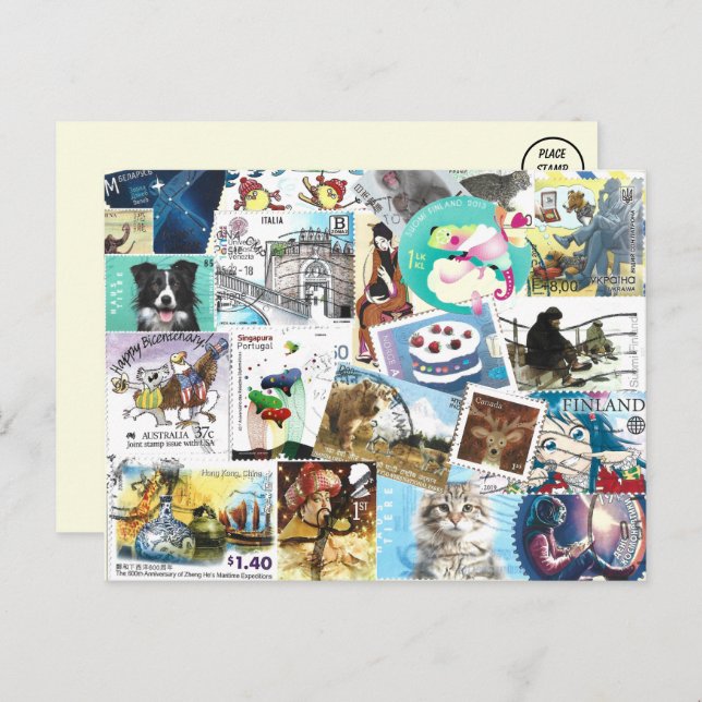 Carte postale Timbres Postage divers (Devant / Derrière)