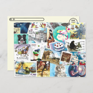 Carte postale Timbres Postage divers