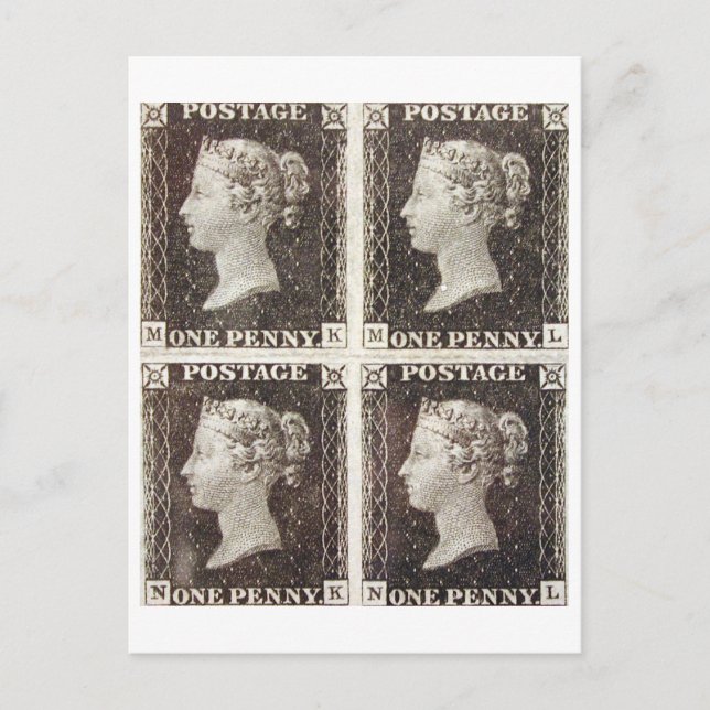 Carte Postale - Timbres Postage Noir Penny (Devant)
