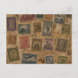 Carte Postale Timbres Postaux Anciens Éphémères Philatéliques