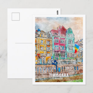 Carte Postale Timisoara Roumanie célèbre Travel Place aquarelle