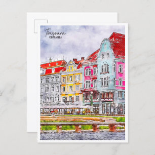 Carte Postale Timisoara Roumanie vin voyage aquarelle