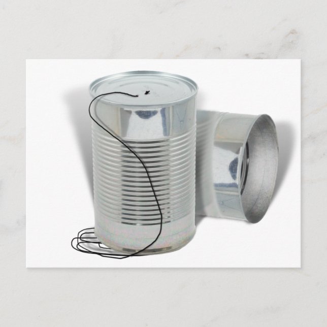 Carte Postale Tin Can Phone (Pouvez-vous m'entendre MAINTENANT ? (Devant)