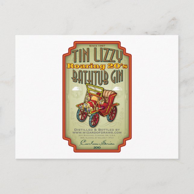 Carte Postale Tin Lizzy Baignoire Gin (Devant)