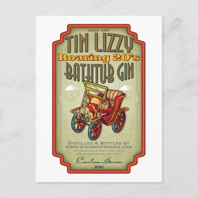 Carte Postale Tin Lizzy Baignoire Gin (Devant)