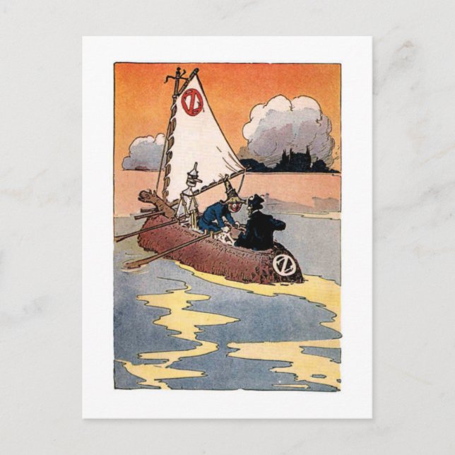 Carte Postale Tinman et Scarecrow en bateau (Devant)