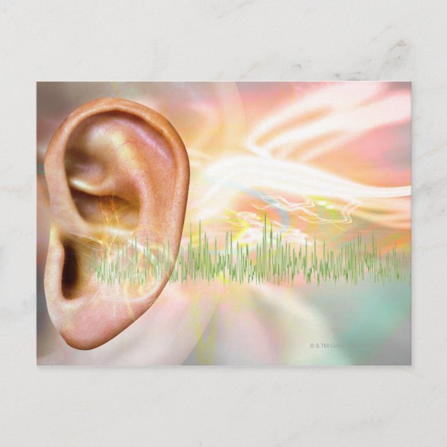 Carte Postale Tinnitus, illustration conceptuelle d'ordinateur. (Devant)