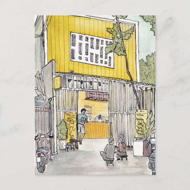 Carte Postale Tiny House D3 Saigon Vietnam Aquarelle (Devant)
