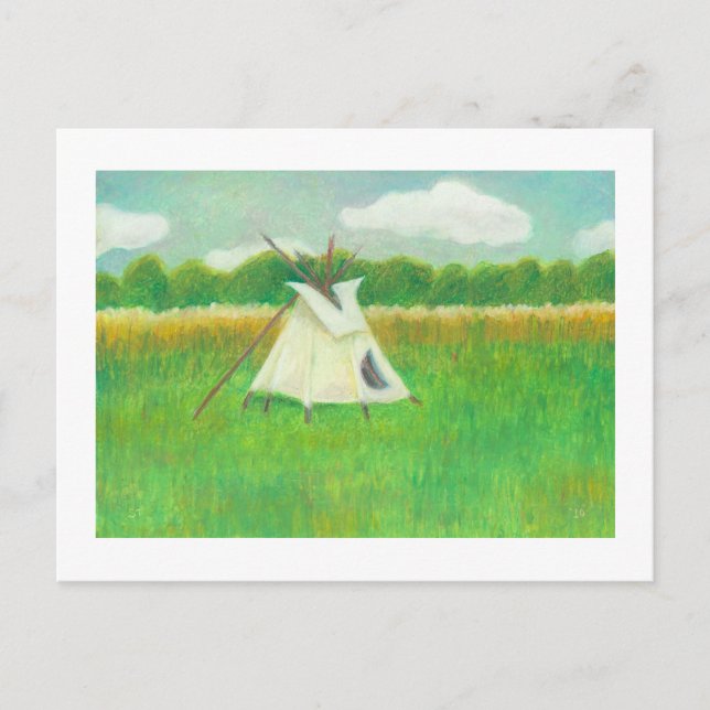 Carte Postale Tipi teepee centre Minnesota dessin paysage (Devant)