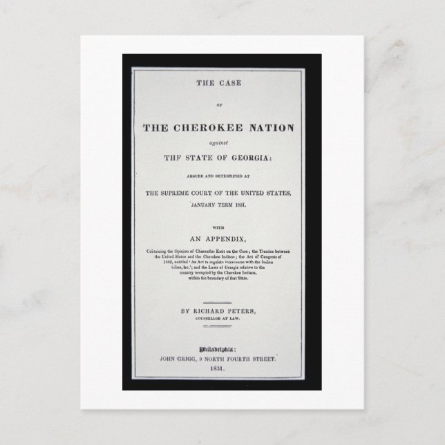 Carte Postale Tirage anti-enlèvement, par Nation Cherokee, en ré (Devant)