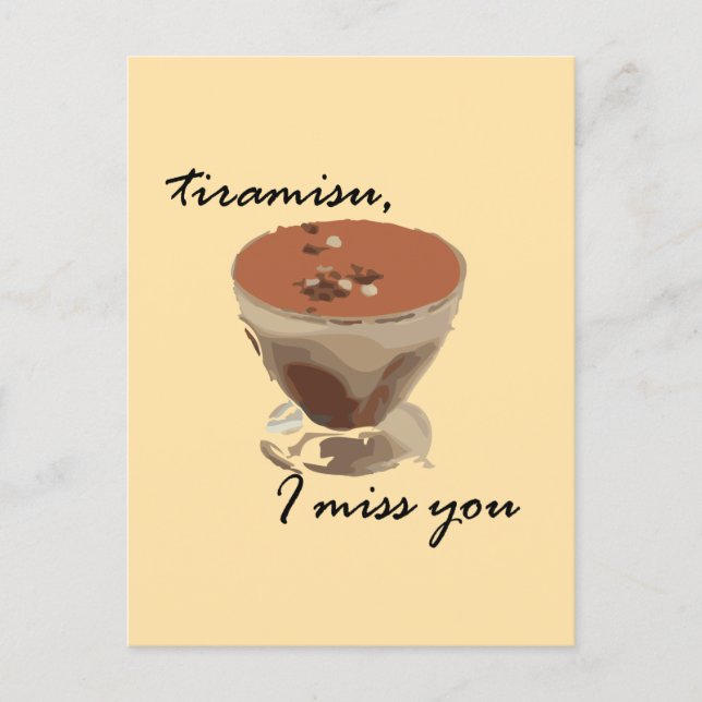 Carte Postale Tiramisu, tu me manques (Devant)