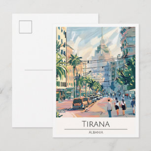 Carte Postale Tirana Albanie Illustration d'art vintage Voyage